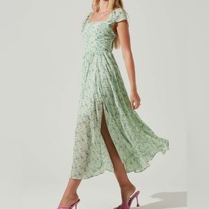 Luisa Floral Flutter Sleeve Midi Dress Astr